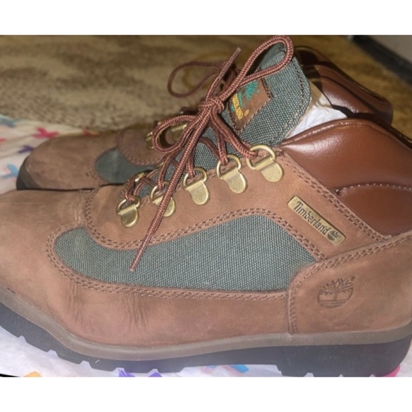 Timberland Ankle High Suede Green & Brown Hiking Boots - Picture 3 of 10